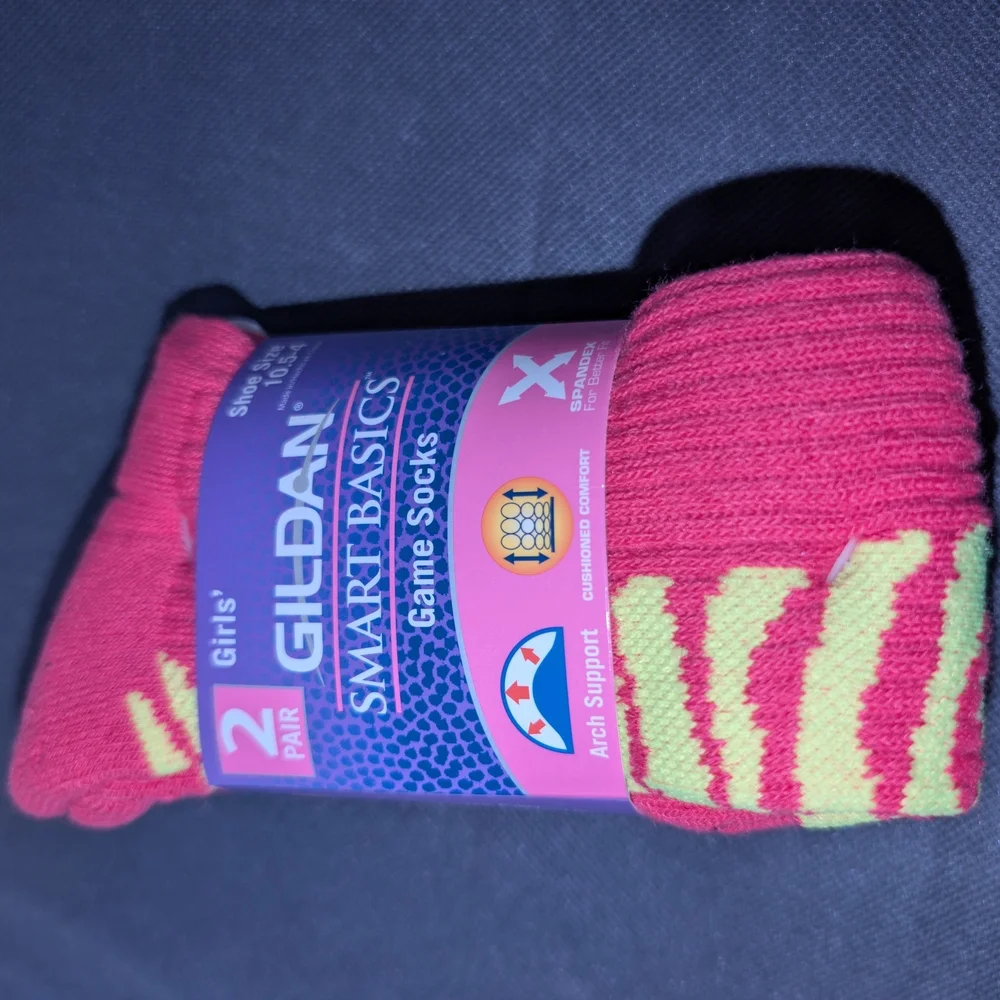 Gildan Pink and Green Game Socks